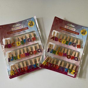 2 Packages Alphabet Wooden Clips Set